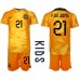 Nederland Frenkie de Jong #21 Hjemmedraktsett Barn VM 2022 Korte ermer (+ Korte bukser)